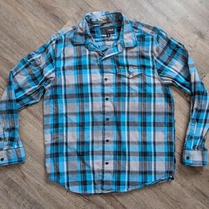 Mens Hurley Long Sleeve Flannel Button Up Skater